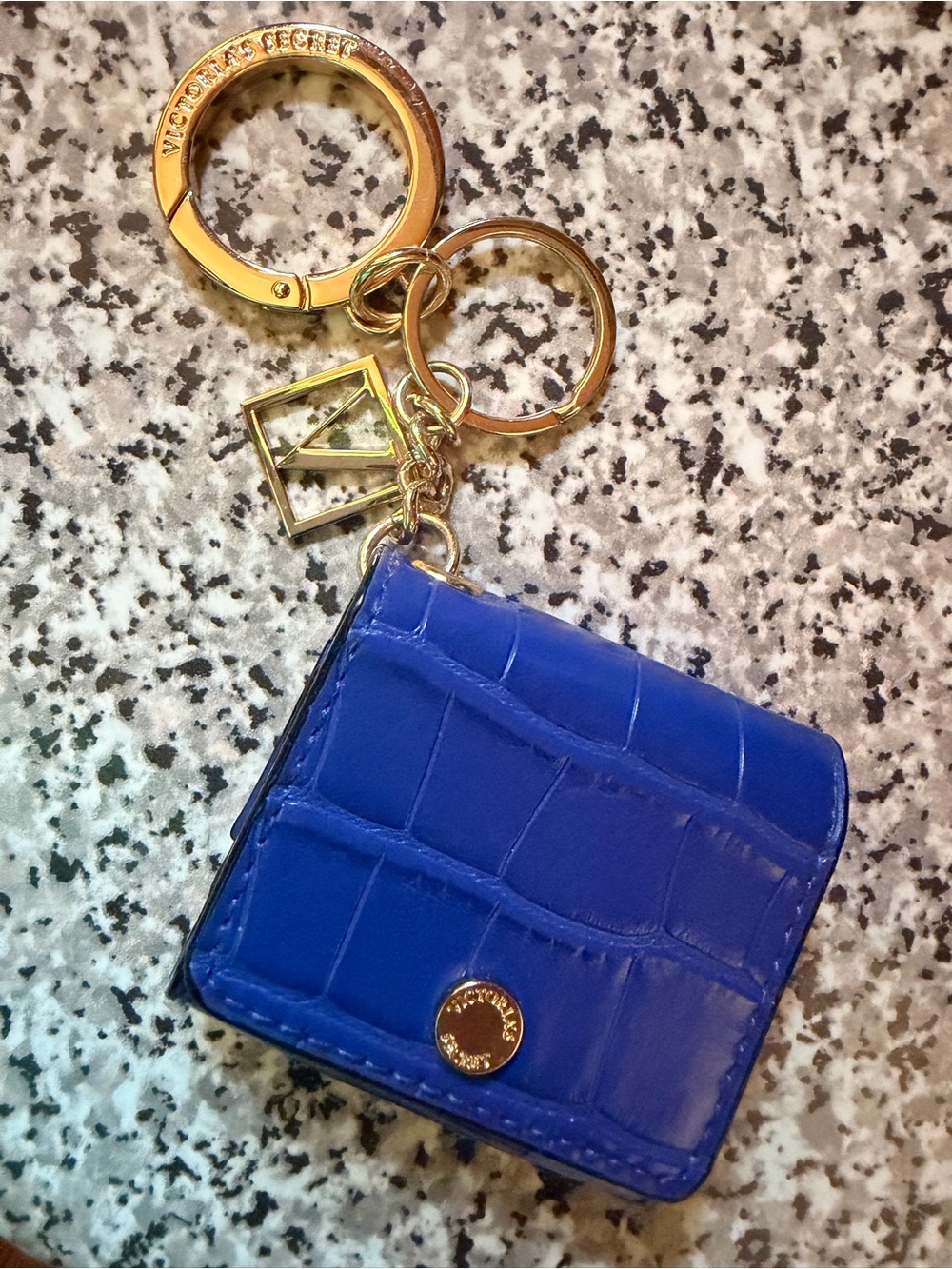 Victoria's Secret Blue Croc-Embossed AirPod case
